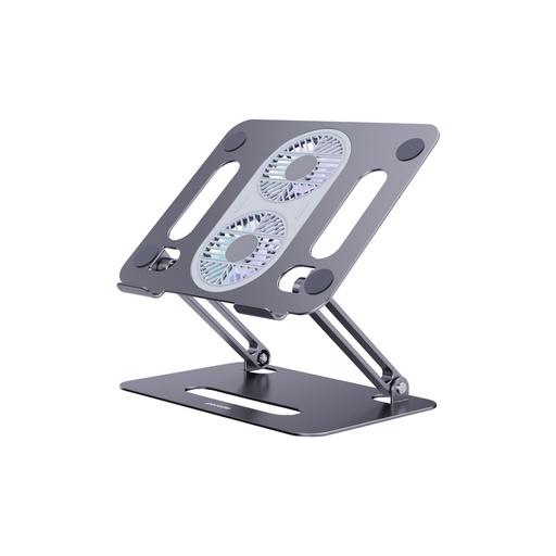 [PD-ALSCF-GY] Porodo Alum. alloy Adjustable Laptop Stand with Cooling Fan- Grey