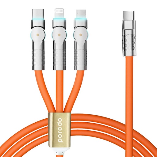 Porodo PD100W Three-in-one Cable 180 Degrees Rotation: 1.2M