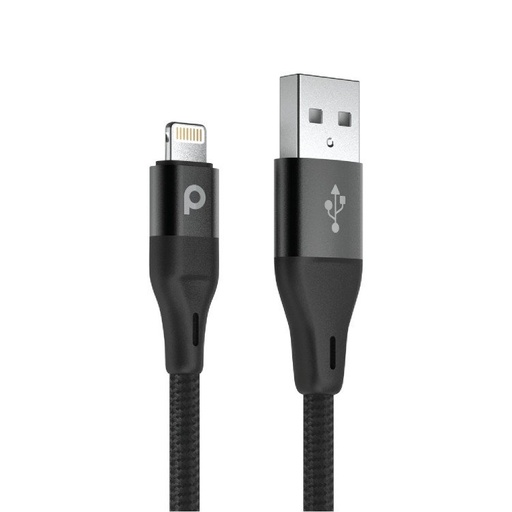 [PD-ALBR22-BK] Porodo Aluminum Braided USB-A to Lightning Cable 2.2M 2.4A
