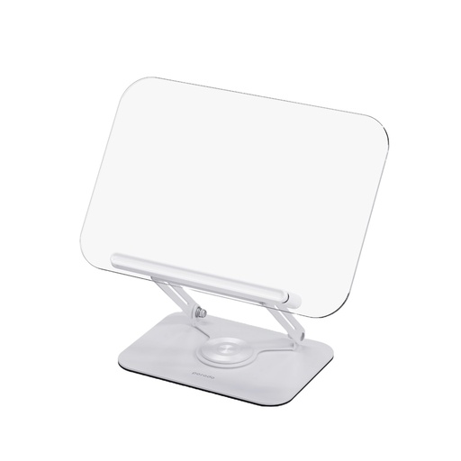 [PD-TRN360S-WH] Porodo Transparent 360% Rotatable and Angle Adjustable Tablet Stand - White