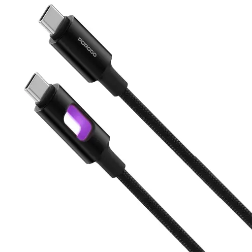 [PDCBLXGH04BK] كابل شحن ونقل بيانات بوروودو LED محبوك USB-C إلى USB-C