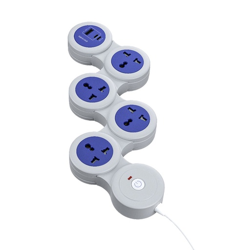 [PD-FWCH020-GY] Porodo USB-A Type-C and 4 AC Multiport Socket with UK Plug 2500W PD 20W 3M- Gray