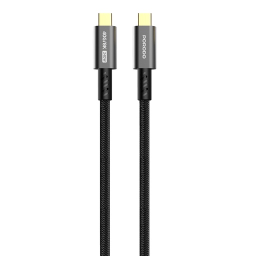 [PD-WCC240W-BK] Porodo Woven TypeC-C Cable 240w 40gbps 8K 60hz - Black