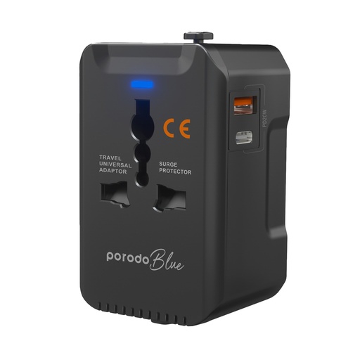 [PB-PD20UTA-BK] Porodo Blue Dual Port Universal Charger - Black