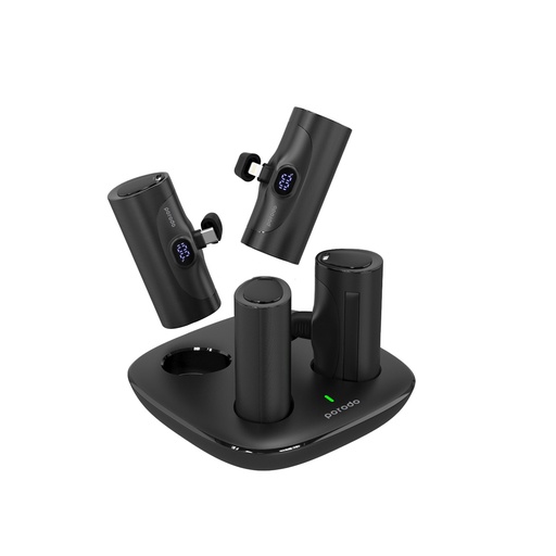 [PD-PBFCH042-BK] Porodo 5000mAh | 4 Power Bank Station with Lightning | Type-C integrated Connector 