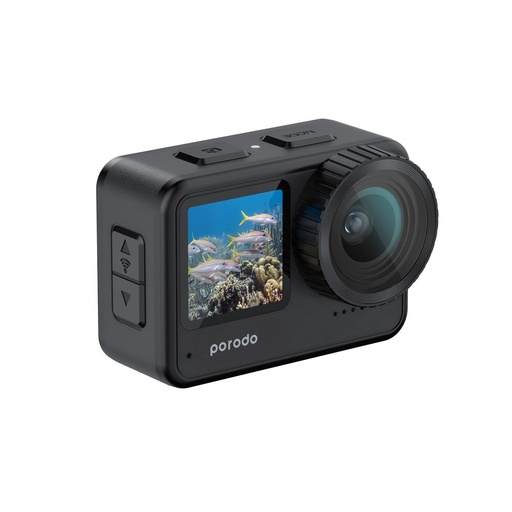 [PD-5KACAM-BK] Porodo Lifestyle Fully Waterproof UHD Action Camera Dual Display With Video Stabilisation
