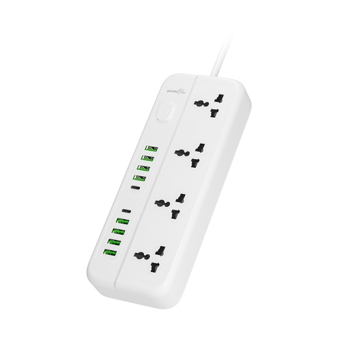 [PB-4ACPS2C8A-WH] Porodo Blue 4 Universal Sockets Power Strip