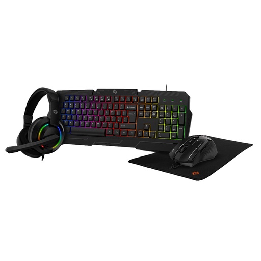 [PDX221] Porodo Gaming 4 in 1 Combo with Keyboard, Headphone, Mouse and Mouse Pad - Black