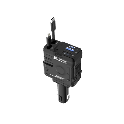 [PDFWCH029BK] Porodo 66W Car Charger Lightning & Type-C - Black