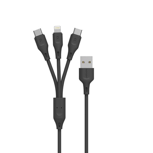 [PD-31LCC-BK] Porodo Charging Cable PVC 3 in 1 Cable