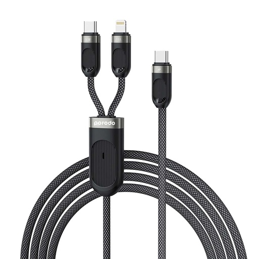 [PD-2N1CCL-BK] Porodo Type-C & Lightning Fast Charging Cable - Black