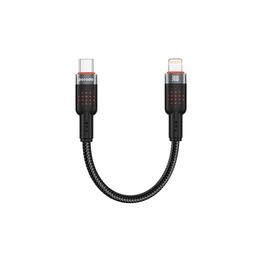 [PD-CBL0015-BK] Porodo Braided Cable USB-C to Lightning - Black