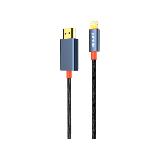 [PD-CBL0017-BK] Porodo Woven Cable Lightning to HDMI - Black