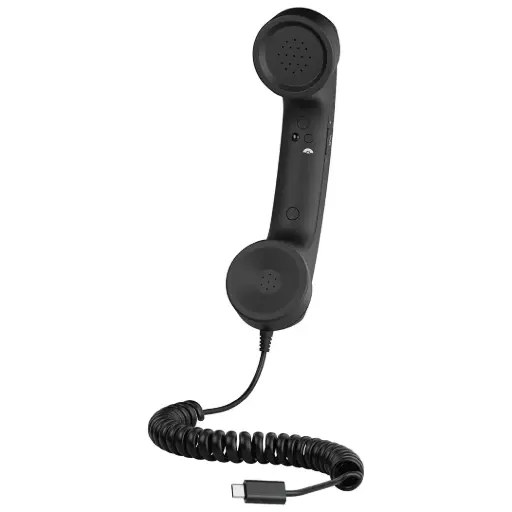 [PD569BK] Porodo Classic Retro Phone Handset with Type-C Connector - Black