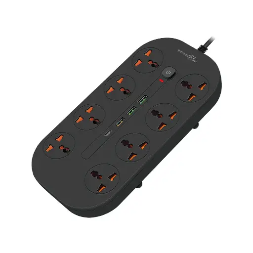 [PBFWCH035BK] Porodo Blue 8 AC Power Strip - Black