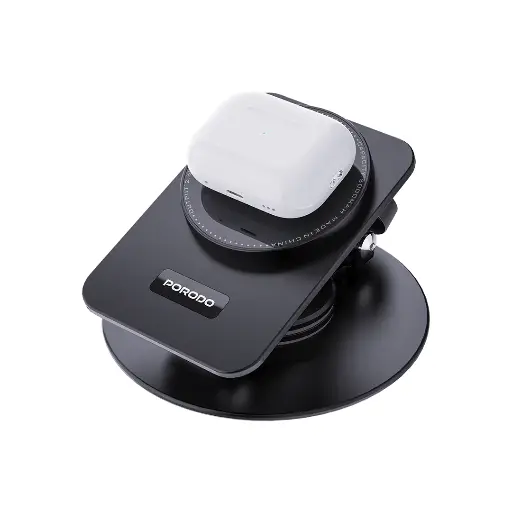 [PD-FWCH035-BK] Porodo Wireless Charging Rotating Stand - Black