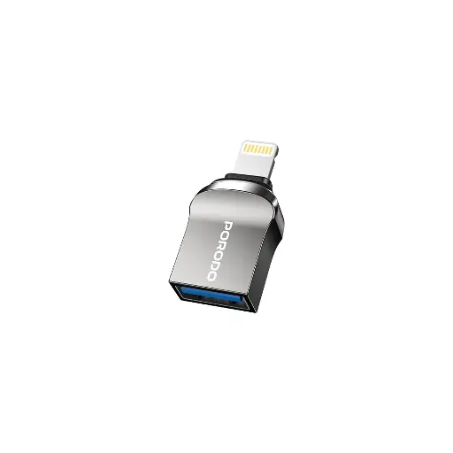 [PD-CBL0024-BK] Porodo Lightning OTG Adapter - Zinc Alloy - Black