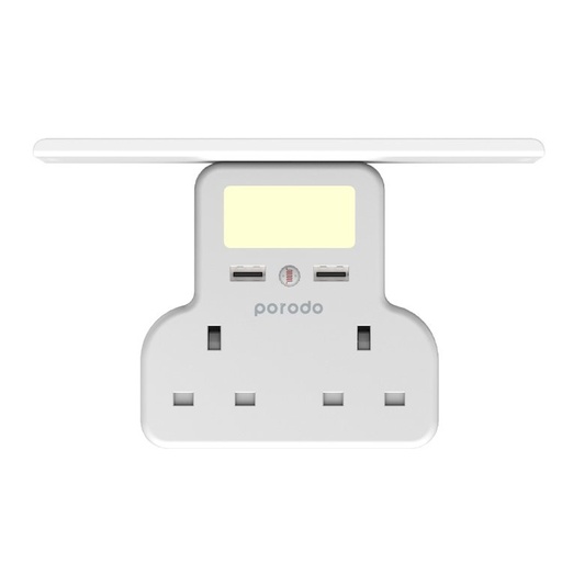 [PD-WMACU-WH] Porodo Multi-Function Power Socket and Night Light 13A 12W, Universal Power Adapter Socket