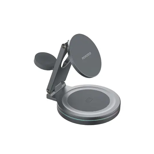 [PD-FWCH039-GY] Porodo Rotating Base Three-Device Wireless Charger - Gray
