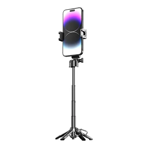 [PD-HSM12-BK] Porodo Foldable Selfie Stick with Extendable Tripod - Black