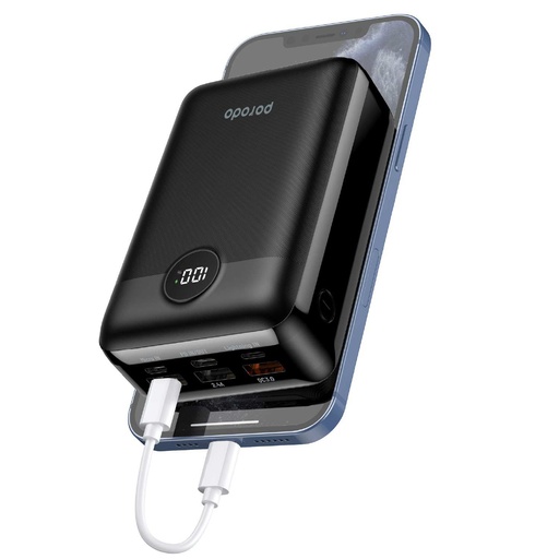 [PD-PBFCH008-BK] Porodo Super Compact Power Bank 30000mAh PD 20W QC3.0 - Black