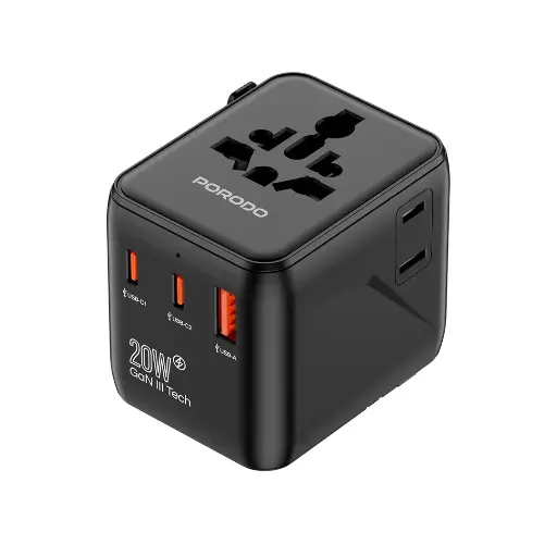 [PD-FWCH053-BK] Porodo Universal Travel GaN Quick Charger - Black