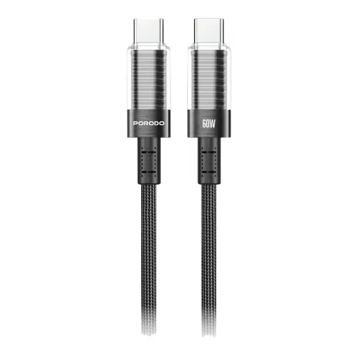 [PD-CBL0026-BK-C] Porodo Transparent Shell USB-C To USB-C Cable - Black