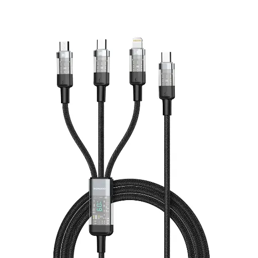 [PD-CBL0019-BK] Porodo Transparent Type-C Input Fast Charging Cable - Black