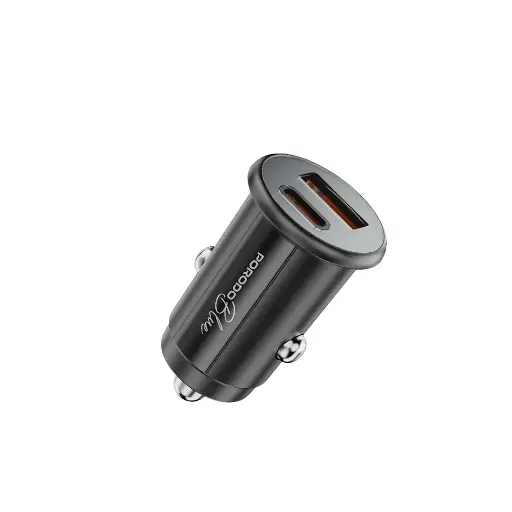 [PB-FWCH037-BK] Porodo Blue Dual Port 30W Car Charger - Black