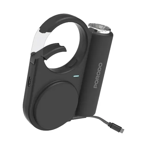 [PD-PBFCH073-BK] Porodo 5000mAh Outdoor Power Bank 70 cm Retractable Type-C - Black