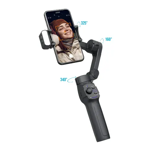 [PD-LFST127-BK] Porodo 3-Axis Gimbal Stabilizer Magnetic Fill Light - Black