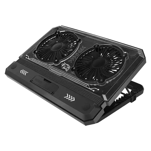 [PDX121-BK] Porodo Gaming Crystal Shell Laptop Cooling Pad - Black