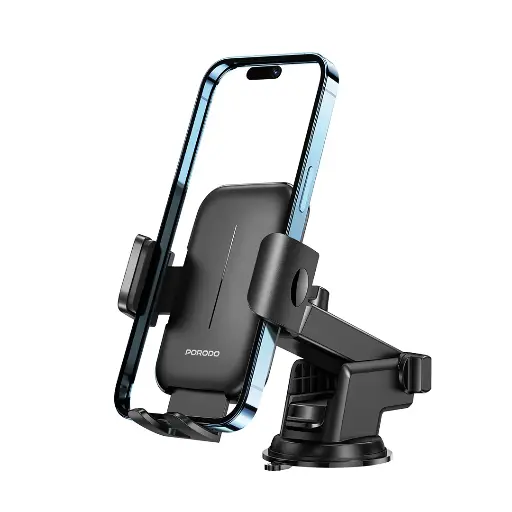 [PD-HSM07-BK] Porodo Adjustable Clamps Dash & Windshield Mount - Black