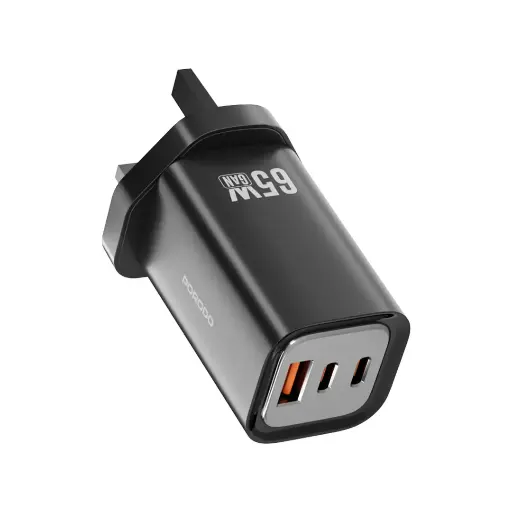 [PD-FWCH037-BK] Porodo 65W Triple Output Quick Wall Charger - Black