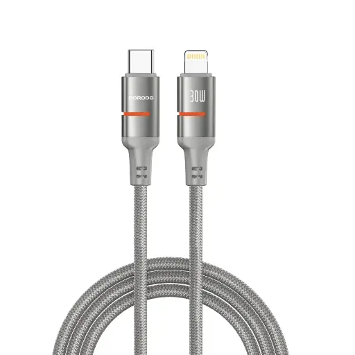 [PD-CBL0031-GY-L] Porodo 30W Type-C to Lightning Braided Cable - Gray