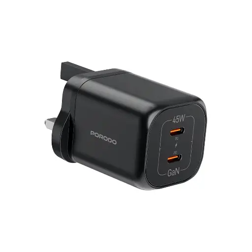[PD-FWCH064-BK] Porodo Dual USB-C Quick Charger - Black