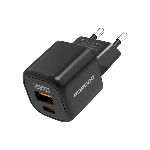 Porodo Dual Port Wall Charger - Black