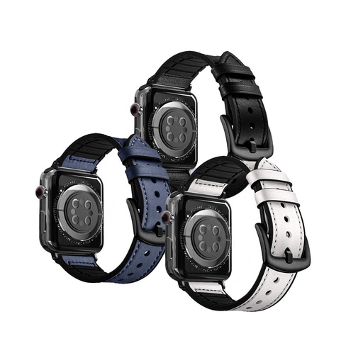 [PDLEASIL44] Porodo iGuard by Porodo Leather + Silicone Watch Band for Apple Watch 44mm / 45mm