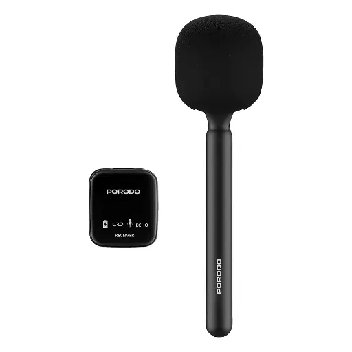 [PD-LFST133-BK] Porodo Two-Device Connect Handheld Lavalier Microphone - Black