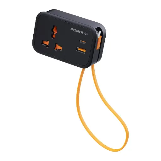 [PD-FWCH056-BK] Porodo Universal Wall Socket - Black