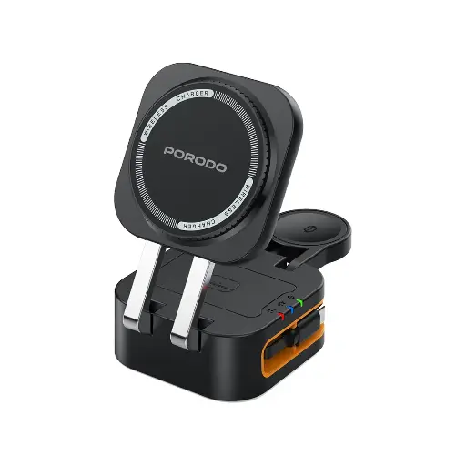 [PD-FWCH061-BK] Porodo Pocket-Sized Folding Wireless Charger - Black