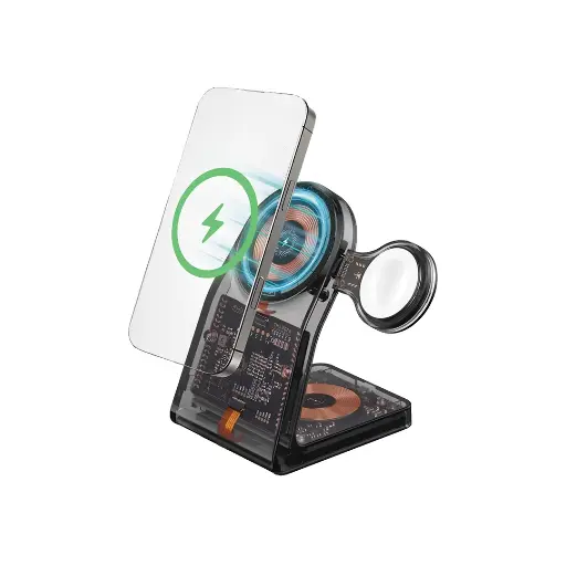 [PD-FWCH062-BK] Porodo Transparent Shell Wireless Charging Stand - Black