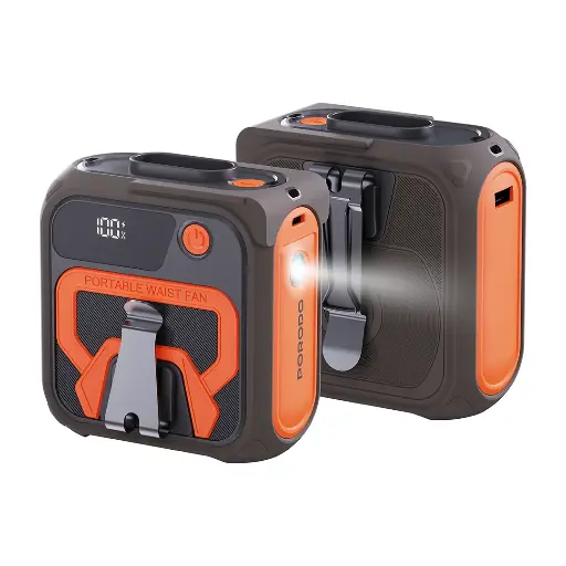 [PD-LFST164-BROG] Porodo Lifestyle Multifunction Cooling Waist Fan - Brown/Orange