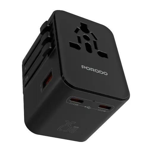 [PDFWCH065BK] Porodo GaN Universal Travel Multi-Port Quick Charger – Black