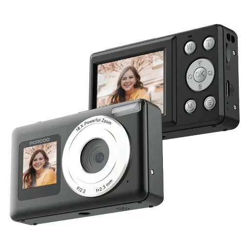 [PDETK07BK] Porodo Lifestyle Dual-Screen Digital Camera - Black