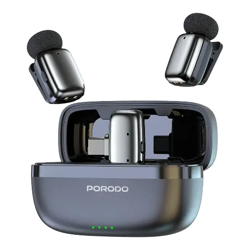 [PD-LFST188-BK] Porodo Wireless Lavalier Microphones Type-C - Black