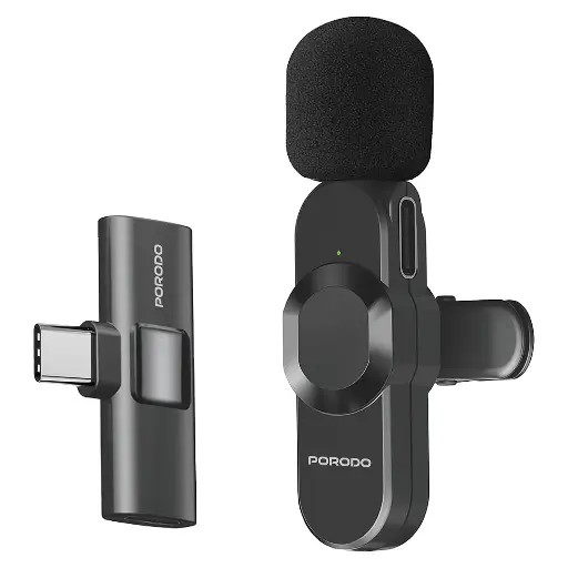 [PDLAMPHF2BK] Porodo Audix Lavalier Microphone Type-C & Lightning - Black