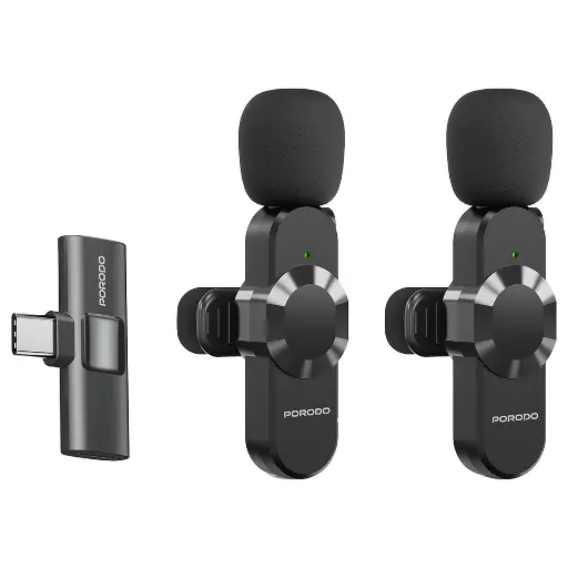 [PDLAMPHF3BK] Porodo Audix Pro Lavalier Dual Microphone Type-C & Lightning - Black