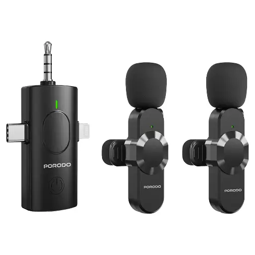 [PDLAMPHF13BK] Porodo Audix Elite 3 In 1 Lavalier Microphone - Black