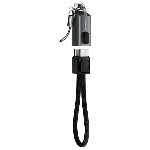 [PDCBL0047BK] Porodo Chargeloop Keychain Data Cable USB-C to USB-C - Black